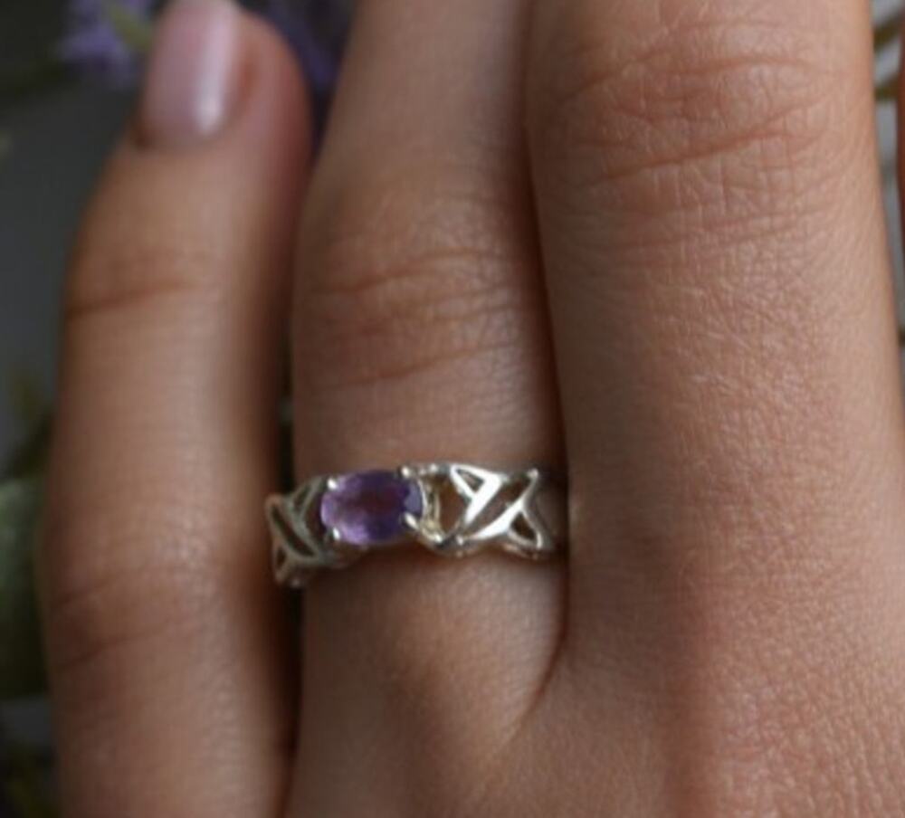 925 Sterling Silver Purple Tourmaline Ring Size 6.5